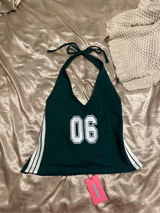 Edikted Tops - Edikted Green Halter Tank with '06' Graphic